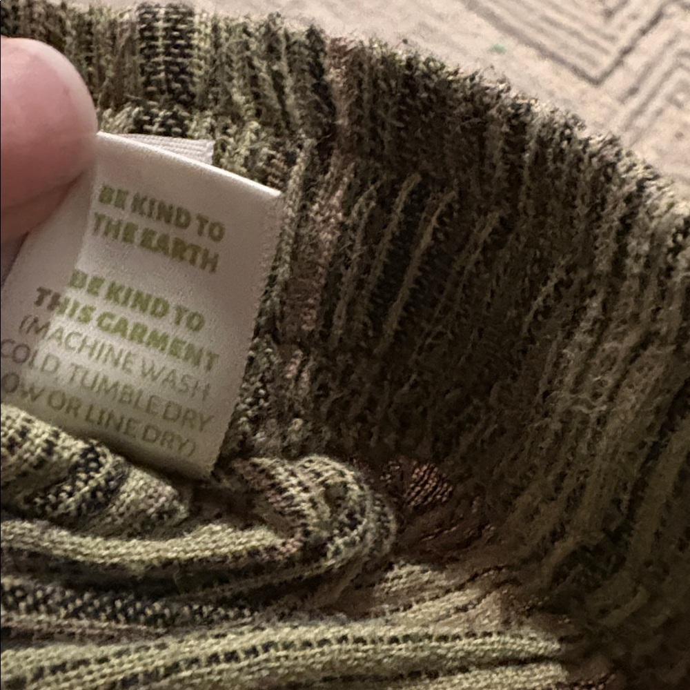 SOUL FLOWER M (Jrs) boho striped sage Eco green pull-on pants. 100% cotton. EUC - Picture 5 of 5